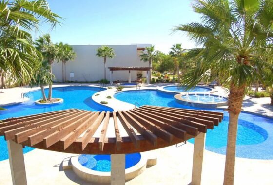 Caracoles resort pools with shaded seating